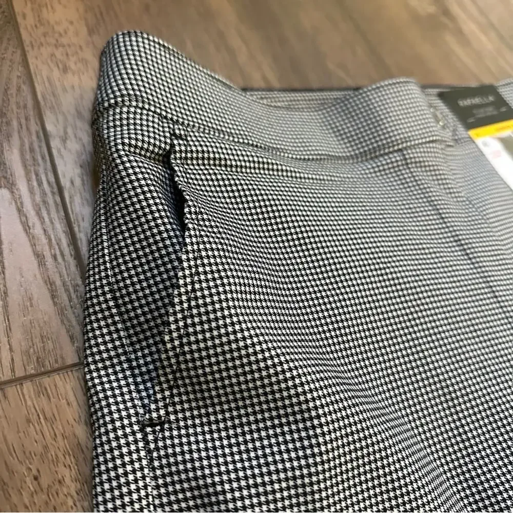 NEW!! Rafaella Women’s Black‎ White Houndstooth Stretch Capri Pants, Size 8